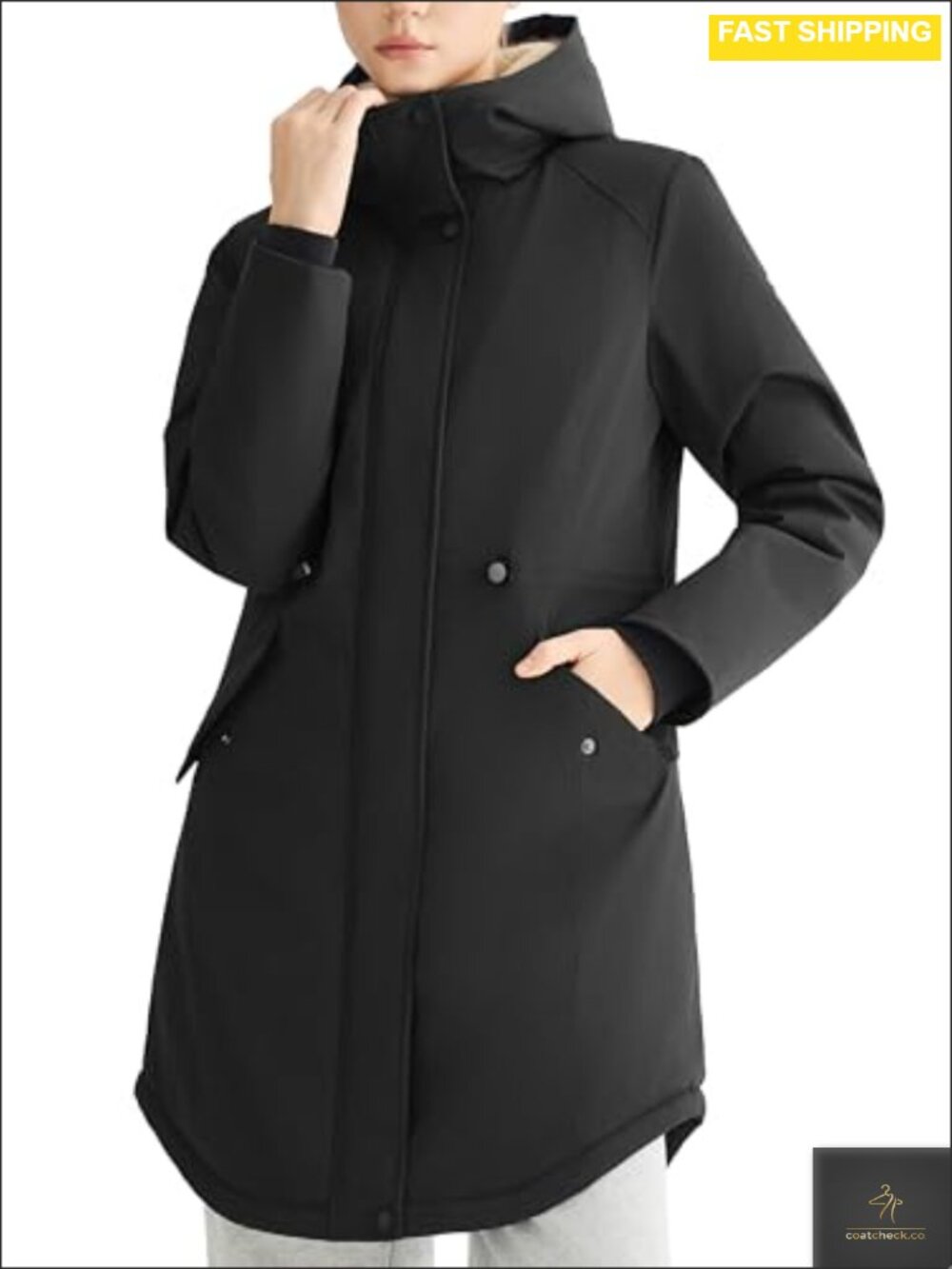 Fleece Lined Puffer Jacket Waterproof Parka Hooded Winter Coat